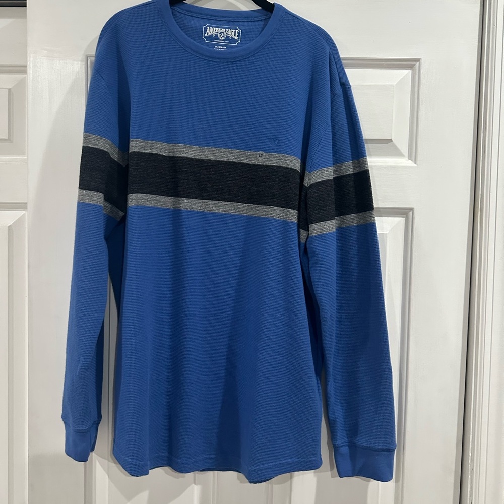 American Eagle Outfitters Blue Long Sleeve Tee with Stripes